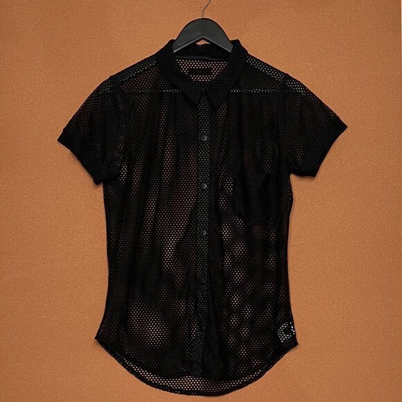 Mens Black Mesh Shirt - Picture 2 of 7